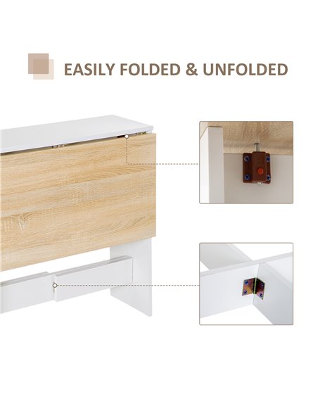 HOMCOM Particle Board Wooden Folding Dining Table Writing Computer Desk PC Workstation Space Saving Home Office Oak & White - pic 19829 | FastDaddyshop