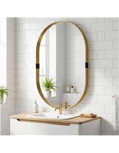 HOMCOM Wall Mirror, Bathroom Mirror with Elevated Aluminium Alloy Frame, 60 x 90 cm, Gold Tone 2