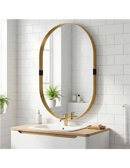 HOMCOM Wall Mirror, Bathroom Mirror with Elevated Aluminium Alloy Frame, 60 x 90 cm, Gold Tone - pic 198296 | FastDaddyshop