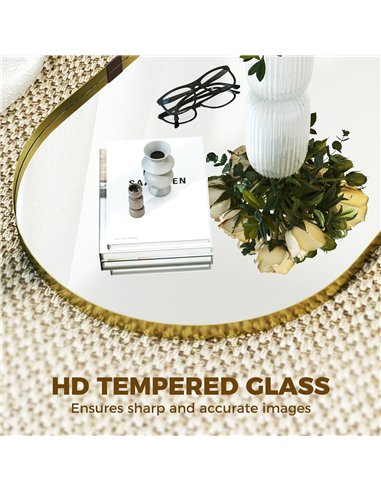 HOMCOM Wall Mirror, Bathroom Mirror with Elevated Aluminium Alloy Frame, 60 x 90 cm, Gold Tone