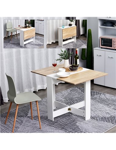 HOMCOM Particle Board Wooden Folding Dining Table Writing Computer Desk PC Workstation Space Saving Home Office Oak & White