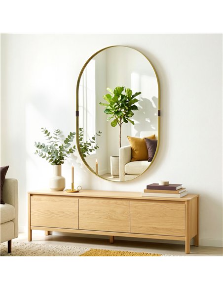 HOMCOM Wall Mirror, Bathroom Mirror with Elevated Aluminium Alloy Frame, 60 x 90 cm, Gold Tone - pic 198302 | FastDaddyshop