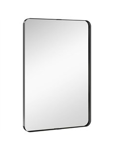 HOMCOM Rectangular Wall Mirror, 90 x 60 cm Wall Mounted Bathroom Mirror with Aluminium Alloy Frame and Tempered Glass, Black