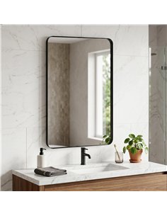 HOMCOM Rectangular Wall Mirror, 90 x 60 cm Wall Mounted Bathroom Mirror with Aluminium Alloy Frame and Tempered Glass, Black 2