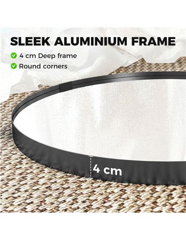 HOMCOM Round Wall Mirror 61 cm, Wall Mounted Bathroom Mirror with Tempered Safety Glass and Aluminium Alloy Frame, Black