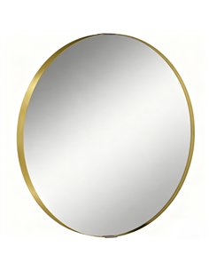 HOMCOM Round Wall Mirror 61 cm, Wall Mounted Bathroom Mirror with Tempered Safety Glass and Aluminium Alloy Frame, Gold Tone