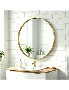 HOMCOM Round Wall Mirror 61 cm, Wall Mounted Bathroom Mirror with Tempered Safety Glass and Aluminium Alloy Frame, Gold Tone 2
