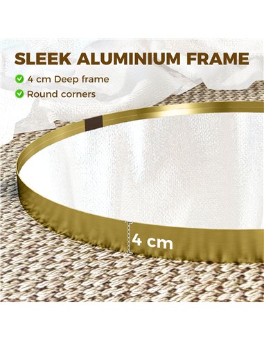 HOMCOM Round Wall Mirror 61 cm, Wall Mounted Bathroom Mirror with Tempered Safety Glass and Aluminium Alloy Frame, Gold Tone