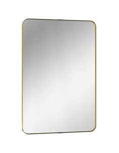 HOMCOM Rectangular Wall Mirror, 90 x 60 cm Wall Mounted Bathroom Mirror w/ Aluminium Alloy Frame and Tempered Glass, Gold Tone