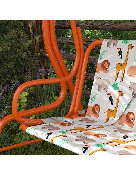 AIYAPLAY Kids Porch Swing, 2-Seater Patio Swing Bench Hammock with Seat Belts, Adjustable Canopy for Garden, Orange - pic 198347 | FastDaddyshop