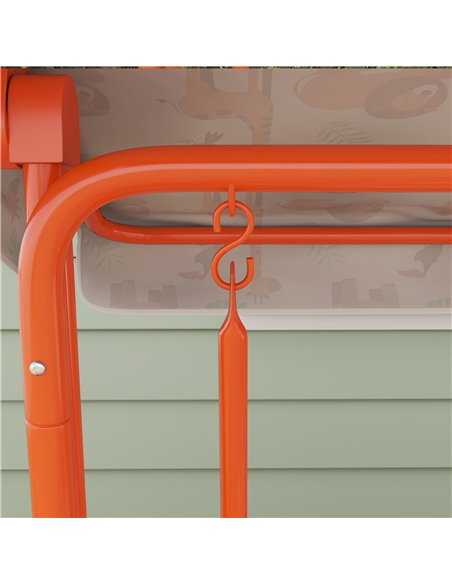 AIYAPLAY Kids Porch Swing, 2-Seater Patio Swing Bench Hammock with Seat Belts, Adjustable Canopy for Garden, Orange - pic 198348 | FastDaddyshop