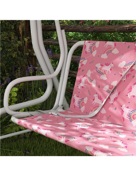 AIYAPLAY Kids Porch Swing, 2-Seater Patio Swing Bench Hammock with Seat Belts, Adjustable Canopy for Garden, Pink - pic 198356 | FastDaddyshop