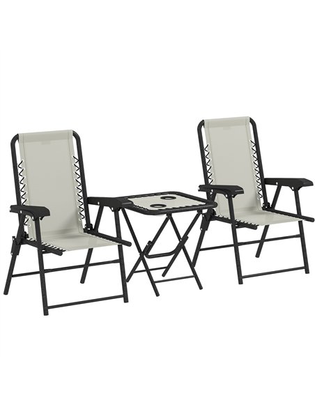 Outsunny Three-Piece Garden Table and Chair Set - Cream White - pic 198358 | FastDaddyshop