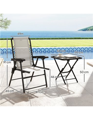 Outsunny Three-Piece Garden Table and Chair Set - Cream White