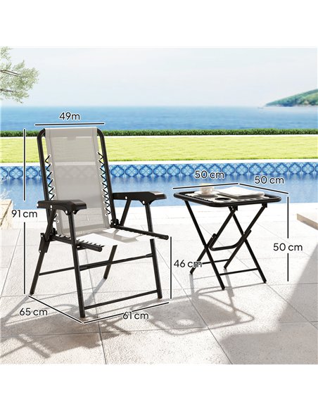 Outsunny Three-Piece Garden Table and Chair Set - Cream White - pic 198360 | FastDaddyshop