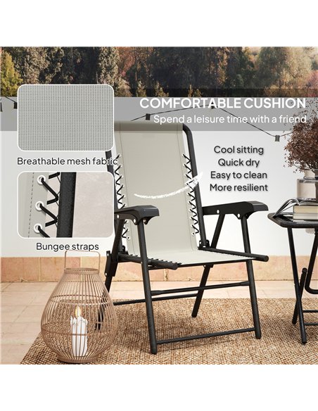 Outsunny Three-Piece Garden Table and Chair Set - Cream White - pic 198363 | FastDaddyshop