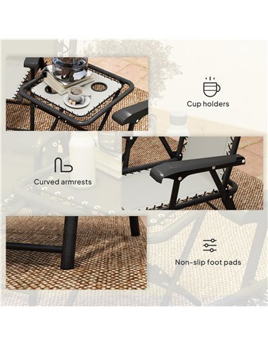 Outsunny Three-Piece Garden Table and Chair Set - Cream White