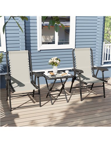 Outsunny Three-Piece Garden Table and Chair Set - Cream White