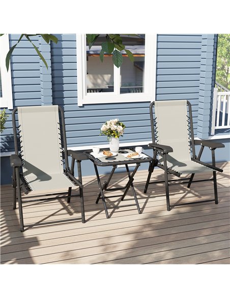 Outsunny Three-Piece Garden Table and Chair Set - Cream White - pic 198365 | FastDaddyshop
