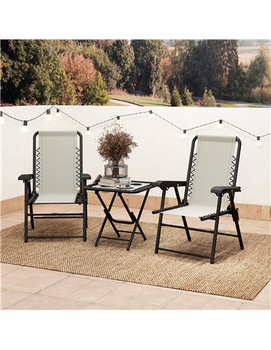 Outsunny Three-Piece Garden Table and Chair Set - Cream White