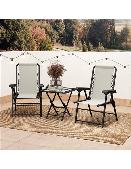 Outsunny Three-Piece Garden Table and Chair Set - Cream White - pic 198366 | FastDaddyshop