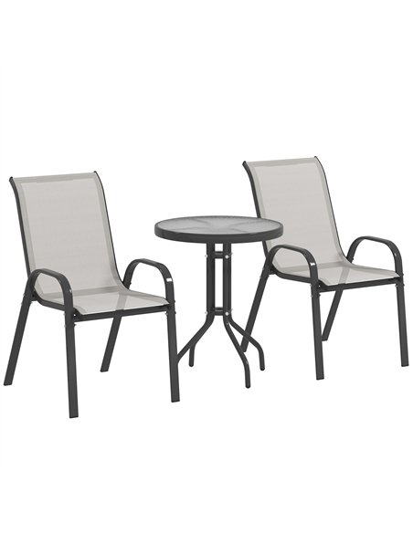 Outsunny Three-Piece Outdoor Garden Set - Light Grey - pic 198367 | FastDaddyshop