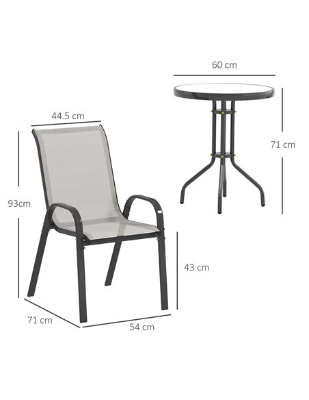 Outsunny Three-Piece Outdoor Garden Set - Light Grey - pic 198369 | FastDaddyshop