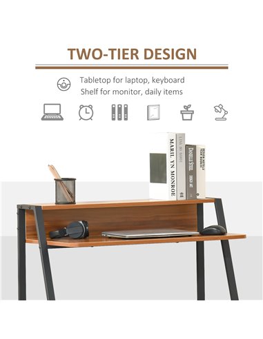 HOMCOM Writing Desk Computer Table Home Office PC Laptop Workstation Storage Shelf Color Walnut