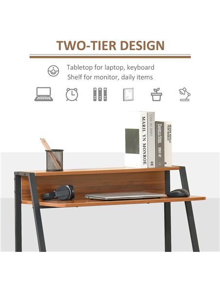 HOMCOM Writing Desk Computer Table Home Office PC Laptop Workstation Storage Shelf Color Walnut - pic 19837 | FastDaddyshop