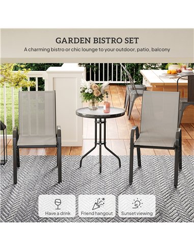 Outsunny Three-Piece Outdoor Garden Set - Light Grey