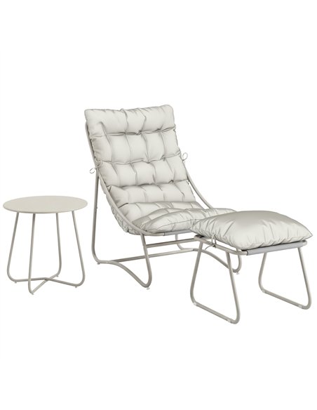 Outsunny Bistro Set for Garden, 3 Piece Outdoor Table and Chair with Footstool and Removable Cushions, Comfy Balcony Furniture - pic 198376 | FastDaddyshop