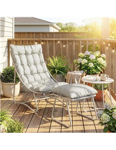 Outsunny Bistro Set for Garden, 3 Piece Outdoor Table and Chair with Footstool and Removable Cushions, Comfy Balcony Furniture 2