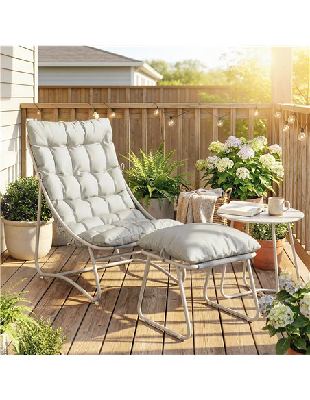 Outsunny Bistro Set for Garden, 3 Piece Outdoor Table and Chair with Footstool and Removable Cushions, Comfy Balcony Furniture - pic 198377 | FastDaddyshop