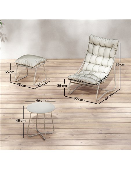 Outsunny Bistro Set for Garden, 3 Piece Outdoor Table and Chair with Footstool and Removable Cushions, Comfy Balcony Furniture - pic 198378 | FastDaddyshop