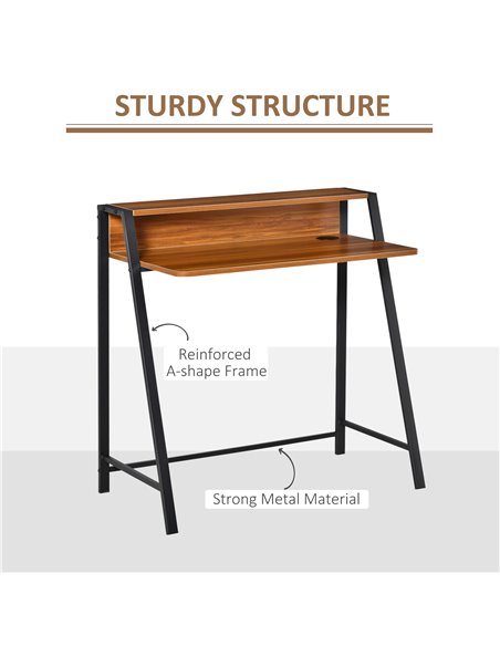 HOMCOM Writing Desk Computer Table Home Office PC Laptop Workstation Storage Shelf Color Walnut - pic 19838 | FastDaddyshop