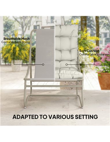 Outsunny Bistro Set for Garden, 3 Piece Outdoor Table and Chair with Footstool and Removable Cushions, Comfy Balcony Furniture