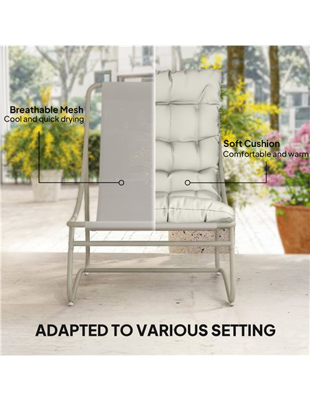Outsunny Bistro Set for Garden, 3 Piece Outdoor Table and Chair with Footstool and Removable Cushions, Comfy Balcony Furniture - pic 198380 | FastDaddyshop