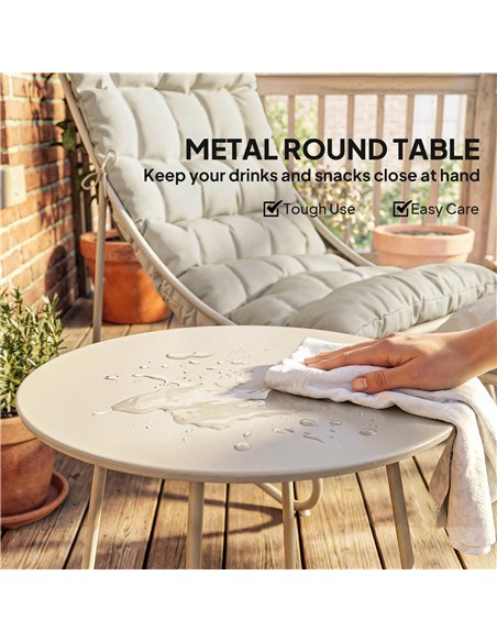 Outsunny Bistro Set for Garden, 3 Piece Outdoor Table and Chair with Footstool and Removable Cushions, Comfy Balcony Furniture - pic 198383 | FastDaddyshop