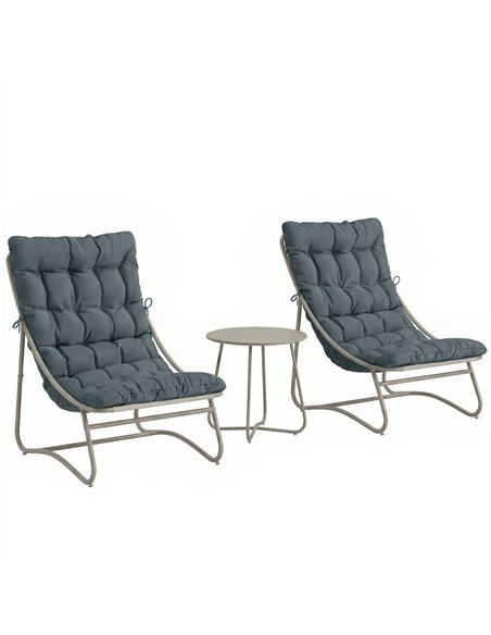 Outsunny 3 Piece Garden Bistro Set, Round Outdoor Bistro Table and Chairs Set for 2 with Texteline Seat and Cushions, Dark Grey - pic 198385 | FastDaddyshop