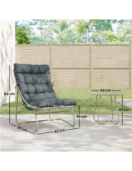 Outsunny 3 Piece Garden Bistro Set, Round Outdoor Bistro Table and Chairs Set for 2 with Texteline Seat and Cushions, Dark Grey - pic 198387 | FastDaddyshop