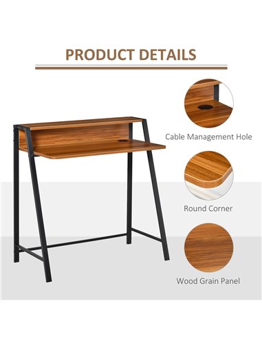 HOMCOM Writing Desk Computer Table Home Office PC Laptop Workstation Storage Shelf Color Walnut