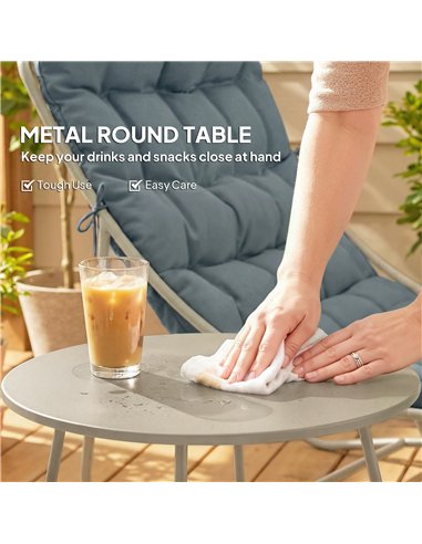 Outsunny 3 Piece Garden Bistro Set, Round Outdoor Bistro Table and Chairs Set for 2 with Texteline Seat and Cushions, Dark Grey
