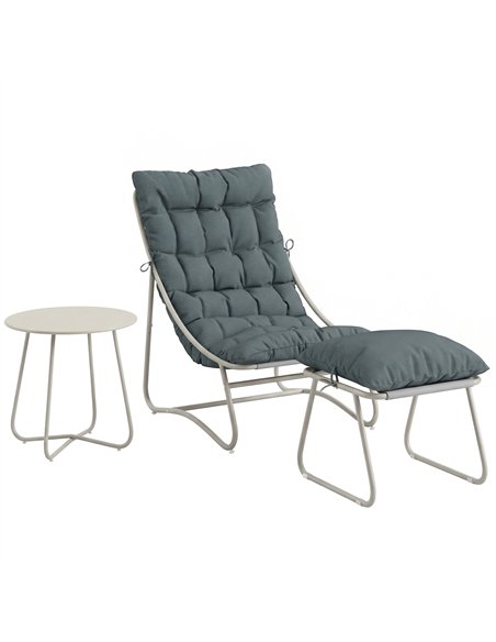 Outsunny Bistro Set for Garden, 3 Piece Outdoor Table and Chair with Footstool and Removable Cushions, Comfy Balcony Furniture - pic 198394 | FastDaddyshop