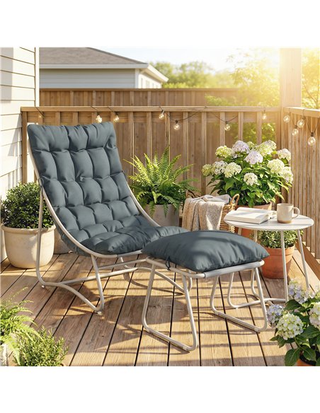 Outsunny Bistro Set for Garden, 3 Piece Outdoor Table and Chair with Footstool and Removable Cushions, Comfy Balcony Furniture - pic 198395 | FastDaddyshop