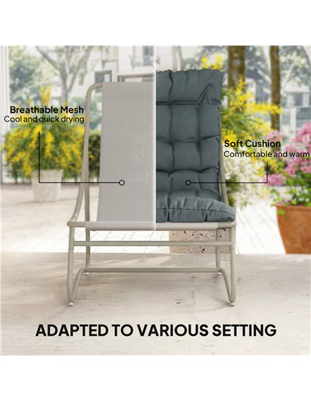 Outsunny Bistro Set for Garden, 3 Piece Outdoor Table and Chair with Footstool and Removable Cushions, Comfy Balcony Furniture - pic 198398 | FastDaddyshop