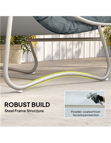 Outsunny Bistro Set for Garden, 3 Piece Outdoor Table and Chair with Footstool and Removable Cushions, Comfy Balcony Furniture