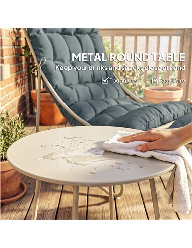 Outsunny Bistro Set for Garden, 3 Piece Outdoor Table and Chair with Footstool and Removable Cushions, Comfy Balcony Furniture