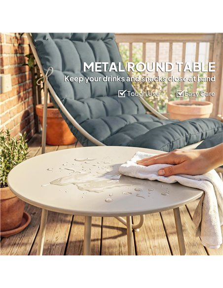 Outsunny Bistro Set for Garden, 3 Piece Outdoor Table and Chair with Footstool and Removable Cushions, Comfy Balcony Furniture - pic 198401 | FastDaddyshop