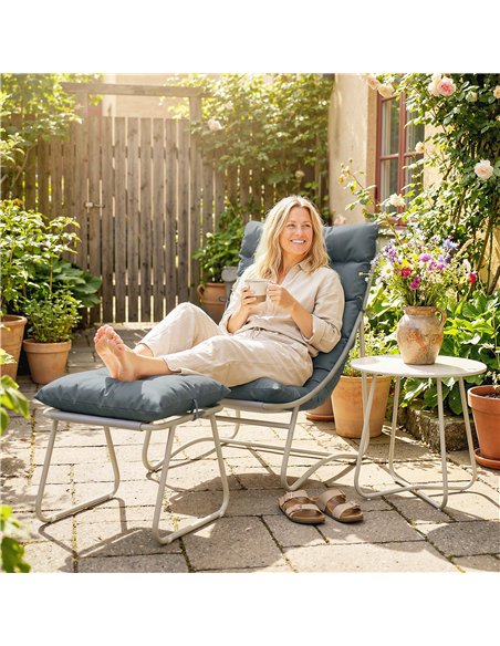 Outsunny Bistro Set for Garden, 3 Piece Outdoor Table and Chair with Footstool and Removable Cushions, Comfy Balcony Furniture - pic 198402 | FastDaddyshop