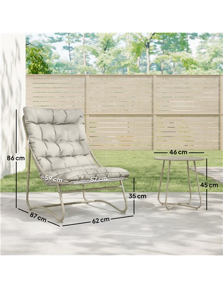 Outsunny 3 Piece Garden Bistro Set, Round Outdoor Bistro Table and Chairs Set for 2 with Texteline Seat and Cushions, Light Grey - pic 198405 | FastDaddyshop